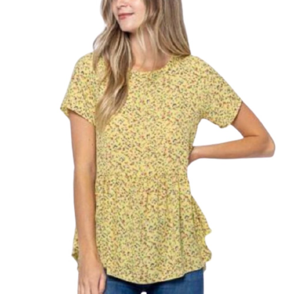 🌿orange creek Lemonade Floral Peplum Top [M]🌿